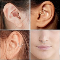 Cincin hidung tindik, cermin dipoles 316L baja tahan karat berlapis emas segi enam berengsel Septum Clicker