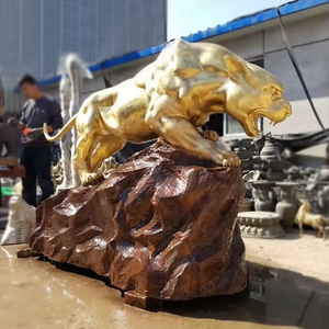 รูปปั้นทองสัมฤทธิ์รูปสัตว์ขนาดใหญ่รูปปั้นทองเหลืองรูปปั้นเสือดำ - Product Image 5