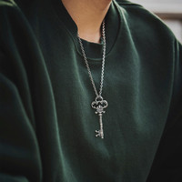 Collier ras du cou style baroque rétro avec pendentif clé pour hommes et femmes, bijoux de style classique