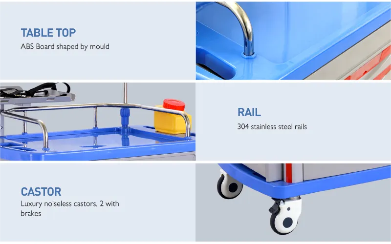Professional ABS Hospital Medical  Drug Trolley AnaesthesiaTrolley