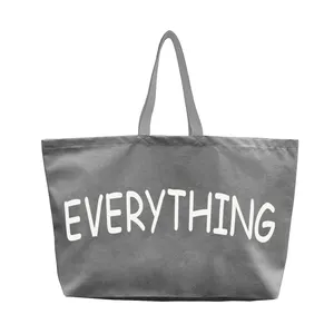 Bolsa de lona pesada dobrável personalizada com logotipo Bolsa de mercearia para mulheres Weekend Shopping Totes Hold Everything Tote Bag