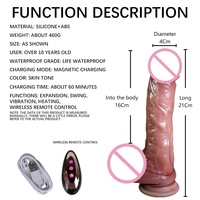 Vente en gros d'usine YAQU de godes télescopiques réalistes en PVC Faux pénis chauffants étanches pour masturbation portable sensation tactile réelle