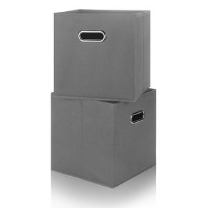 Custom Clothes Storage Cubes Box Organization Grey Non Woven Fabric Foldable Boxes Other Storage   Bins With Handle