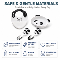 Ensemble d'assiettes en silicone de qualité alimentaire en forme de panda, assiette à dîner pour bébés et enfants, aspiration sans BPA, vaisselle d'alimentation pour tout-petit