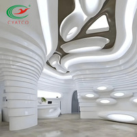 Decoración Moderna de Techo para Salón, Diseño de Flores en Techo Falso GRG
