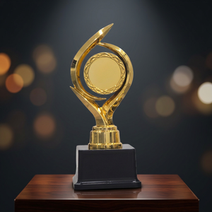 Die Casting Metal <b>Trophy</b> Attractive Golden Finish Portable Engraving Ready for Recognition Awards Business Meetings Annual - Product Image 1