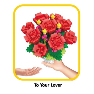 Bloques de Construcción de 2678 Piezas, Juguete de Flores de Rosa, Ladrillo de Microdiamantes, Kit de Construcción de Ramo de Flores, Caja de Música, Bloques de Juguete para Decoración del Hogar - Product Image 3
