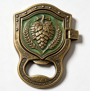 Décapsuleur personnalisé en alliage de zinc, forme bouclier vintage, médaille en métal avec ruban pour souvenir d'événement - Product Image 2