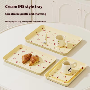 Plateau de rangement rectangulaire en plastique PP pour collations et fruits dans le salon, plateau à cerises - Product Image 1
