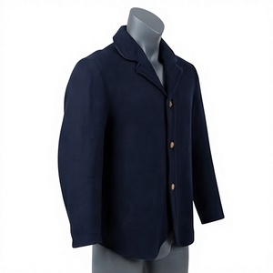 Factory Manufacturing <b>Woolen</b> Fabric Dark Blue High Quality Handmade Embroidery Sack Coats for Men's - Product Image 3
