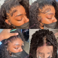 Perruques Cheveux Humains Sans Colle 13x6 Perruque Lace Front Cheveux Humains Vierge Double Ondulation Profonde Cheveux Bouclés Indiens