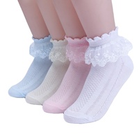 Chaussettes d'été pour enfants, chaussettes à volants pour bébé fille, chaussettes en dentelle en coton, mignonnes pour filles, chaussettes à volants pour tout-petits, chaussettes décontractées blanches et roses