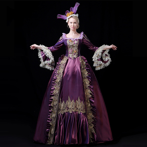Abito Medievale del XVIII Secolo per <span class=keywords><strong>Donna</strong></span>, Vestito da Ballo a Vita Alta con Maniche a Campana, <span class=keywords><strong>Costume</strong></span> Rinascimentale da Principessa in Raso con Inserti in Pizzo - Product Image 2