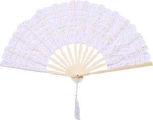 QM Amelie - Abanico de Encaje Battenburg de 10.6 Pulgadas, Regalo de Boda Vintage para Invitados, Decoración de Boda, Abanico de Encaje para Fiestas - Product Image 1