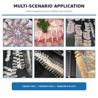 Machine à découper les filets de poisson à coupe stable, conçue pour l'emballage, pour les lignes de préparation de repas réfrigérés et d'emballage de portions