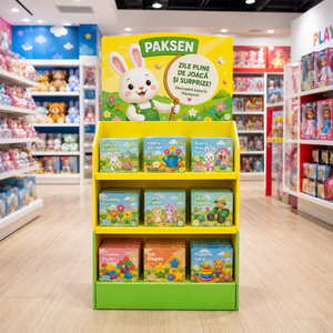 Toy Display Paper Corrugated Floor <b>Stand</b>, Cartoon Custom <b>Print</b> For Kids Educational Toys, Supermarket Children Zone Retail Use - Product Image 1