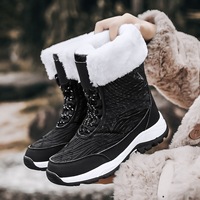 Bottines imperméables pour femmes, bottes de neige douces et chaudes avec doublure moelleuse, lacets, confortables, pour la randonnée en plein air, résistantes au froid hivernal