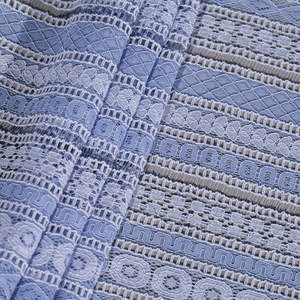 Tela de encaje de dos tonos, tela de encaje de vestido con cable, rosa, encaje de fondo de rueda azul, tela de diseño de encaje de tira de 1 yarda - Product Image 4