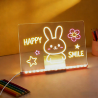 Lampe de nuit LED USB pour enfants avec support en acrylique, tableau de dessin créatif moderne effaçable, tableau mémo, cadeau minimaliste pour la maison