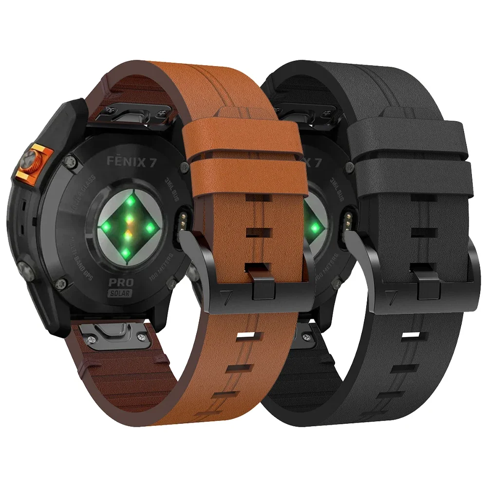 QuickFit Genuine Leather Strap For Garmin Fenix 8 E 7 6 5 3HR 47mm Band For Fenix 8X 7X 6X 5X 51mm Epix Pro 22mm 26mm Bracelet
