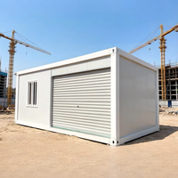 Garaje Modular en Contenedor con Puerta Enrollable, Almacén Prefabricado Impermeable para Estacionamiento Exterior y Almacenamiento de Mercancías