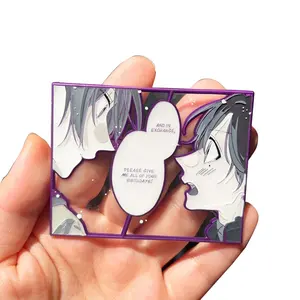 Chromed Plating Pin Fabricante Atacado Purple Metal Anime Esmalte Pin Badges Titular Acessórios Plated Soft Lapel Pins