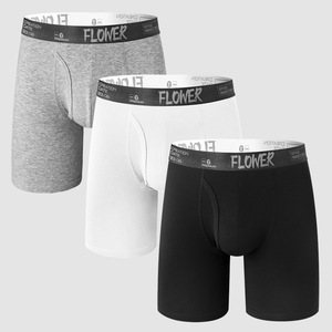 Slip <span class=keywords><strong>Boxer</strong></span> <span class=keywords><strong>lunghi</strong></span> personalizzati comodi in cotone 100% semplice da <span class=keywords><strong>uomo</strong></span> biancheria intima <span class=keywords><strong>Boxer</strong></span> da <span class=keywords><strong>uomo</strong></span> - Product Image 3