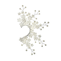 Boucles d'oreilles clipsables sans perles, style elfique, inspirées de la forêt blanche, luxueuses, de style européen et américain, avec fleurs de cerisier, en cristal fait main