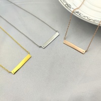 Pendentif barre en argent sterling 925 avec plaque vierge en zircon, gravable avec un nom, pour collier ras du cou, style superposé