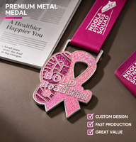 Médaille en zinc dorée à paillettes, émail, moulée sous pression, avec ruban de sensibilisation et semelle de chaussure personnalisée, pour prix de course, fabrication OEM ODM, vente en gros directe usine