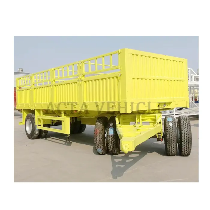 3 axle 4 axles 30ft kotak drawbar van flat bed sisi panel kargo wadah 20ft penuh drawbar flatbed trailer