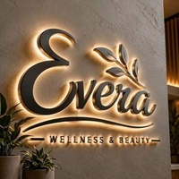 Enseigne LED 3D personnalisée pour entreprise, lettres rétroéclairées en acier inoxydable, signalétique lumineuse, logo décoratif 3D