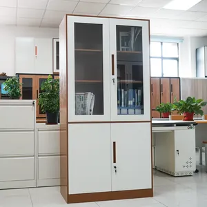 Alacera Metal Archivero De Oficina Abajo 2 Puertas Arriba Vidrio,Gabinete Organizador Oficina Moderno Vertical Guarda Archivo - Product Image 1