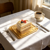 Boîte de boulangerie rectangulaire jetable en PET transparent, conteneur en plastique de haute qualité avec couvercle pour l'emballage de gâteaux et de pains