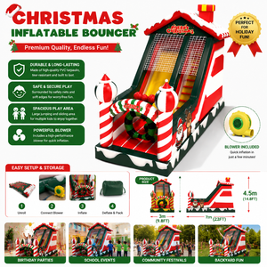 Toboggan gonflable sur le thème de Noël, <span class=keywords><strong>en</strong></span> PVC durable, pour enfants, facile à installer, pour 10 enfants, événements scolaires, carnavals, amusement <span class=keywords><strong>en</strong></span> plein air - Product Image 2