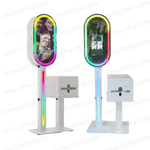 Kiosque portable pour photomaton miroir écran tactile 13.3 pouces 24 pouces miroir selfie ovale photobooth