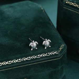 Turtle <b>Stud</b> Earrings Tibetan <b>Silver</b> Animal Shape Distressed Color Women's Fashion Jewelry Gift Occasion - Product Image 3