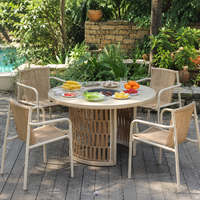 Ensemble de salle à manger d'extérieur Meiqi, table ronde et chaises, résistant à l'eau et aux UV, mobilier de jardin pour villa, balcon, terrasse