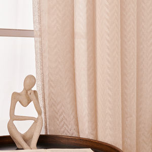 1 pièce Rideau moderne beige à texture chevrons, transparent, à passe-tringle, 100% Polyester, 140x200cm, toutes saisons, pour plafond, baie vitrée, salon - Product Image 2
