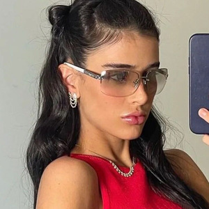 แว่นกันแดดหรูหราปี 2023 แบบไร้กรอบสำหรับผู้หญิง แว่นกันแดดประดับเพชรทันสมัย - Product Image 1