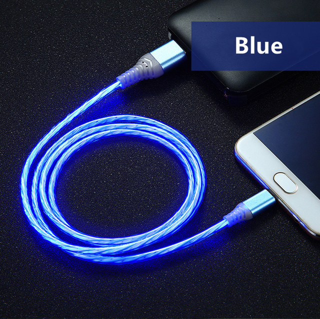Luminous Type C Cable Cord LED Light up USB Charging Cable with Fast Flowing Glow for Computer Charging