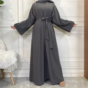 Wholesale Dubai Muslim Cardigan Women Hijab Dress Abaya Sleeveless Long Dress Islamic Clothes With Pockets