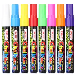 공장 도매 공급 12 색 맞춤형 습식 지우기 액체 분필 마커 펜 세트 LED 보드 용 페인트 마커