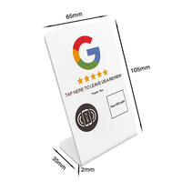 Dapat disesuaikan 10*10cm PVC plastik NFC Menu Tampilan berdiri dengan kode Qr akrilik kosong tahan air fitur Chip ulasan Media sosial