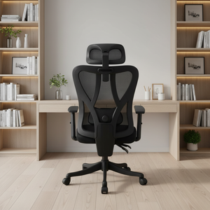 เก้าอี้สำนักงานผู้บริหารตามหลักสรีรศาสตร์ ปรับระดับความสูงได้ พนักพิงศีรษะหุ้มผ้า เก้าอี้ผู้บริหาร โครงอะลูมิเนียม ดีไซน์ทันสมัย สำหรับใช้ในบ้าน/สำนักงาน - Product Image 4