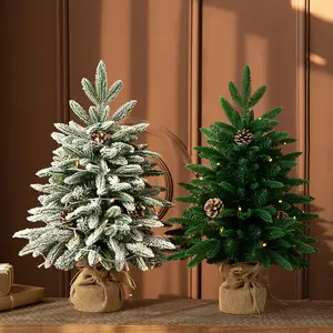 Árvore de Natal artificial mini flocada de neve 60cm com enfeite de Natal para decoração de mesa