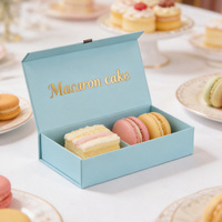 Boîtes cadeaux personnalisées en papier alimentaire bleu pour biscuits avec couvercle rabattable et séparateurs, emballage haut de gamme pour chocolat et bonbons