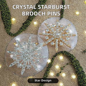 Legierung vergoldet <span class=keywords><strong>Starburst</strong></span> Brosche Stifte Kristall Strass für Mode Geschenke Partys Hochzeiten Engagements - Product Image 2