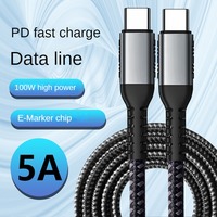Câble USB-C tressé en nylon 100W PD à charge rapide, blindage en feuille, courant élevé 5A, garantie 12 mois pour téléphones mobiles, iOS et ordinateurs