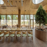 Ensembles de meubles de restaurant en bois, comptoir de bar de restaurant en verre trempé de luxe, table de salle à manger de haute qualité